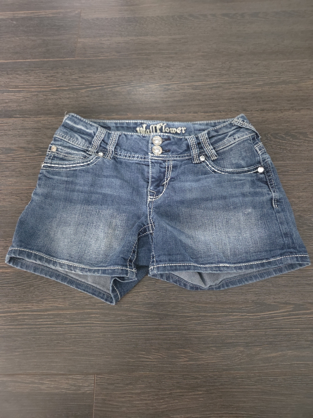 Wallflower Dark Indigo Low-Rise Denim Cutoff Shorts